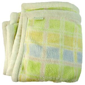 Carter's Plush Baby Blanket Pastel Colors Unisex Yellow Green Pink Blue 28x40